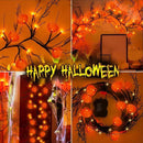 [ 8 Modes & Timer ] Halloween Willow Vine Twig Decor Garland with Pumpkins, 6 FT 54 LED Battery Operated for Indoor Halloween Decorations Home Mantle Fireplace by CozyNest Decor
