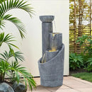 31" Modern Outdoor Water Fountain with LED Lights, 5-Tier Twist Pedestal Bowl Garden Fountain, Cascading Waterfall for Relaxing Garden, Patio, Backyard, Deck, Porch or Home Decor by GreenHaven Gardens