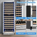 180 Bottles Wine Fridge 24 Inch Dual Zone Wine Cooler Refrigerator Freestanding Wine Refrigerator with Glass Door and Safety Lock, Large Wine Cellar for Home, Office, Kitchen by CozyNest Decor