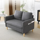 VINGLI 47" Small Couch, Dark Grey Linen Loveseat Sofa Mini Couch Mid Century Modern Decor Love Seat for Small Spaces Living Room, Bedroom, Play Room by CozyNest Decor