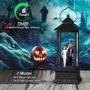 Halloween Snow Globes, Skull and Black Cat Scene Snow Globes, Glittering Lantern with Timer, Snow Globe Lantern USB or Battery Powered for Halloween Decor by CozyNest Decor