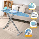 APEXCHASER Ironing Board with Silicon Iron Rest, Heavy-Duty Legs and Heat Resistant Cover, 13x53 inch, Blue by CozyNest Decor