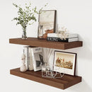 Fun Memories 30 Inch Floating Shelves, 12 Inch Deep Floating Shelf for Wall, Rustic Deep Shelves for Books, Bathroom, Living Room, Kitchen, 30 x 12 x 2 Wood Floating Shelves, Walnut Color, Set of 2 by CozyNest Decor
