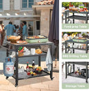 Domi 3-Shelf Outdoor Grill Table, Grill Cart Outdoor with Wheels, Pizza Oven and Food Prep Table, Blackstone with Propane Tank Hook, BBQ Stand for Blackstone Griddle for Outside BBQ by CozyNest Decor