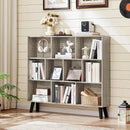 LEYAOYAO 10 Cube Bookshelf,3 Tier Modern Wide Bookcase with Legs,Mid-Century Wood Bookshelves Storage，Retro Grey Large Book Case,Freestanding Organizer Display Shelf for Bedroom,Living Room,Office by CozyNest Decor
