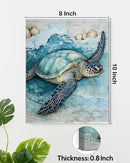 Coastal Sea Turtle Canvas Wall Art Turtle Nautical Ocean Theme Print Poster Framed Picture Painting for Home Beach House Bedroom Wall Decor 8x10 Inch by CozyNest Decor