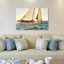 ARTISTIC PATH Coastal Nautical Canvas Wall Art - Ocean Sailboat Artwork Seascape Sailing Prints Wave Boat Picture Sunset Marine Painting for Living Room by CozyNest Decor