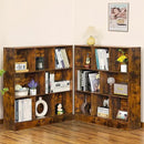 LEYAOYAO 8 Cube Bookshelf with Wood Base, Brown 3 Tier Mid-Century Modern Bookcase,Standing Wide Bookshelves Storage Organizer Shelf,Rustic Display Cabinet Book Shelves for Bedroom,Living Room,Office by CozyNest Decor