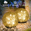 Solar Lights Outdoor Garden Decorative - 2 Pack Solar Globe Lights Upgrade Waterproof with 30 LEDs Cracked Glass Ball Lights for Yard Patio Pathway Lawn Outside Decor (4.73") Warm White by GreenHaven Gardens
