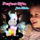 Cuteoy Light-up Singing Plush Cow LED Musical Stuffed Animal Adjustable Volume Lullaby Plushies Birthday Christmas Toy Gifts for Kids Toddler Girls, 13" by TinyTreasures Baby Boutique
