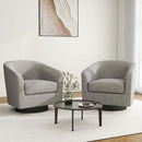 Swivel Barrel Accent Chair Set of 2, Modern Round Linen Arm Chair for Living Room, Bedroom, Comfy Club Reading Chairs for Adults, Linen Fabric-Khaki, 2 SEAT by CozyNest Decor