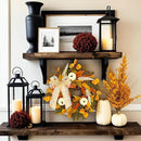 CYANBLOOM Fall Wreaths for Front Door: Rustic 20-22 Inch Bow Wreath with Golden Eucalyptus, White Pumpkins & Wheat - Lovely Warm Vibes Outdoor Indoor Farmhouse Decor for Halloween Thanksgiving Autumn by CozyNest Decor