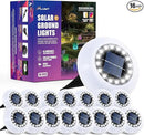 Flumy Solar Ground Lights, 16 Pack 16 LED Solar Lights Outdoor Waterproof, Solar Garden Lights for Outside Patio Pathway Yard Lawn Driveway Pathway Walkway, Outdoor Christmas Decorations(Cool White) by GreenHaven Gardens