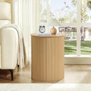 AVZEAR Fluted Round Side Table, Small End Table Modern Boho Nightstands, Circle Bedside Tables Bohemian Accent Table Wood Night Stand for Small Spaces, Living Room, Bedroom(Natural) by CozyNest Decor