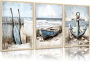 3Pcs Nautical Beach Wall Art Sailboat Paddle and Anchor Paintings Pictures Wall Decor Nautical Coastal Posters Prints Artwork for Living Room Bedroom Home Office Corridor Home Decroation Unframed by CozyNest Decor
