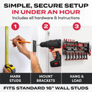 Power Tool Organizer Wall Mount - Power Tool Storage Rack with 3 Shelves, 8 Drill Holders, Bit Holder, Load 300 lbs, Pegboard Sides Storage for Tools- Garage Drill Organizer, Ultimate Workshop Station by GreenHaven Gardens