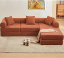 107" Oversized Convertible Sleeper Sofa Bed, Corduroy L Shape Sectional Couch, Folding Sofa Bed with Side Pocket, Modern Cloud Floor Mattress Couch, Modular Sofa for Living Room, Orange by CozyNest Decor