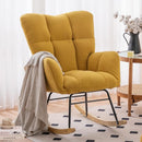 NIOIIKIT Nursery Rocking Chair Teddy Upholstered Glider Rocker Rocking Accent Chair Padded Seat with High Backrest Armchair Comfy Side Chair for Living Room Bedroom Offices (Yellow Teddy) by TinyTreasures Baby Boutique