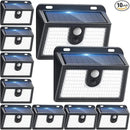 Solar Lights Outdoor Motion Sensor, 10 Pack 149 LED Waterproof Solar Powered Fence Lights, 3 Lighting Modes Security Wall Light for Outside Backyard Deck Garden Door Step Walking Dog, Cold Light 6500K by GreenHaven Gardens