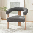 VKNOW Accent Chair Living Room Chair Set of 2, Modern Upholstered Armchair with Solid Wood Legs, Comfy Barrel Arm Chairs for Living Room Bedroom, Dark Grey by CozyNest Decor