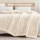 Chunky Knit Throw Blanket, 40''*50'' Knitted Throw Chenille Yarn for Bed Couch, Handmade Cream Crochet Big Thick Blanket, Machine Washable Cute Comfy Blanket for Home Decor by CozyNest Decor