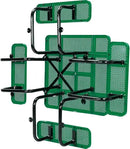 Global Industrial 46" Square Picnic Table, Perforated Metal, Green Thermoplastic Coating, Attached Benches, 1-1/2” Umbrella Pole Hole, Outdoor-Rated, 1200 lb Capacity by GreenHaven Gardens