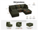 Oversized Modular Sofa, Extra Deep Cloud Corduroy Sectional Couch with Ottoman Chaise, Fluffy Corduroy 5 Seater Sofa Bed for Living Room, Villa (U Shape 5 Seater, Corduroy Green) by CozyNest Decor