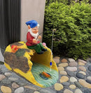 Gnome Fishing 3" x 4" Gutter Downspout Splash Block Decor, Outdoor Garden Animal Statue & Sculpture, Weather-Resistant Gutter Diverter Rain, Decorative Gutter Extension Downspout Ornament by GreenHaven Gardens