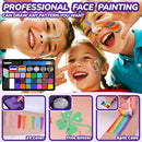 Face Painting Kit for Kids with 24Colors, Rainbow Cakes, Stencils, Gem Stickers, Glitter, Brushes, Temporary Tattoos – Non-Toxic Washable Face Paint for Halloween, Birthday Party, School Events by TinyTreasures Baby Boutique