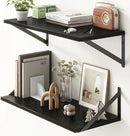 Deep Black Floating Shelves for Wall, 24"W x 10"D Wall Shelves Set of 2, 10 Inch Deep Floating Shelf with Brackets, Wide Display & Storage Shelves for Books, Living Room, Kitchen, Bathroom by CozyNest Decor