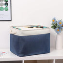 Bidtakay Fabric Storage Baskets with Handles for Organizing 16" x 11.8" x 11.8" Navy Blue Baskets [2-Pack] Shelf Baskets Large Canvas Collapsible Bins for Closet (White&Blue) by TinyTreasures Baby Boutique