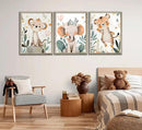 3 Pcs Safari Animals Nursery Canvas Wall Art Jungle Animals Cheetah Elephant Tiger Kids Room Illustration Pictures Wall Decor Posters Print Artwork for Classroom Boy's Girl's Room Bedroom by CozyNest Decor