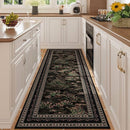 Runner Rug Impressionist-Style Vintage Kitchen Rugs Non Slip Washable Soft Carpet Runner for Kitchen Laundry Bedroom Bathroom, Black by TinyTreasures Baby Boutique