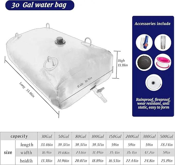30Gal Portable Water Storage Bladder, Foldable Large Capacity Container Water Tank, Agricultural Irrigation, Camping, Firefighting, Outdoor Household Water, photo 2 of 6