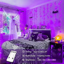 JMEXSUSS 300LED Purple Halloween Lights with Remote, Curtain Hanging Light Plug in, 8 Modes Purple String Lights for Bedroom Window Wall Party Backdrop Christmas Halloween Decorations by CozyNest Decor