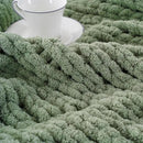 Battilo Chunky Knit Throw Blanket, Soft and Thick Chenille Throw Blanket, 50"x60" Handmade Cable Knit Crochet Blanket, Large Rope Knot Throw Blankets for Couch Sofa Bed Home Decor, Light Green by CozyNest Decor