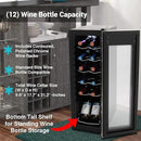 NutriChef PKCWC12 12 Bottle Cooler Refrigerator White and Red Countertop Chiller, Freestanding Compact Mini Wine Fridge with Digital Control, Stainless Steel by CozyNest Decor