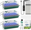 Seed Starter Tray with Grow Light,3 Pack 120 Cells Seedling Tray with Humidity Dome/Indoor Grow Kit for Deep-Rooted Seedlings,Adjustable/Timed Light Plant Starter Set by GreenHaven Gardens
