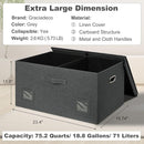 75 Quarts Extra Large Decorative Storage Bins with Lids, 3 Packs Dark Gray Collapsible Storage Bins with Lids, Stackable Storage Bins Decorative Box Storage With Lid Extra Large by TinyTreasures Baby Boutique