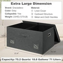 75 Quarts Extra Large Decorative Storage Bins with Lids, 3 Packs Dark Gray Collapsible Storage Bins with Lids, Stackable Storage Bins Decorative Box Storage With Lid Extra Large by CozyNest Decor