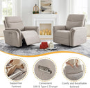 Power Recliner Chair Swivel Glider, Electric Rocking Recliner Chairs with USB and Type-C Ports, Nursery Chair Recliner for Living Room, Bedroom, Apartment（Camel） by TinyTreasures Baby Boutique