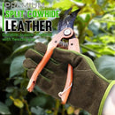 HANDLANDY Leather Work Gloves for Men & Women, Reinforced Durable Garden Gloves, Cowhide Working Glove for Gardening