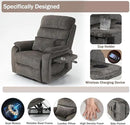 Power Lift Recliner Chair for Adults Elderly Chenille Lay Flat Recliners with Massage Heat, Extended Footrest, Wireless Charging Device, USB Ports, Cup Holder, Lumbar Pillow Up to 400LBS by CozyNest Decor