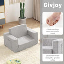 Toddler Chair Sherpa Kids Couch, 2-in-1 Toddler Soft Kids Sofa Toddler Lounger Chair for Bedroom, Convertible Toddler Couch for Girls and Boys, Reading Chair for Kids, Grey by CozyNest Decor