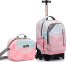 NEW TILAMI 18 inch Rolling Backpack for Girls – Waterproof, Large Capacity, Stair-Climbing Design, Adjustable Handle, Great for School, Pink Sunset by TinyTreasures Baby Boutique