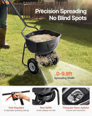 VEVOR Broadcast Spreader, 60LBS Capacity, Walk-Behind Push Spreader, 0-9.8 ft Spreading Width, 10 in All Terrain Pneumatic Tires, Lawn Spreaders with Hopper Grate, for Seed, Fertilizer, Salt, Ice Melt by GreenHaven Gardens