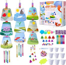 FULAIERGD 3 Pack Wind Chime Making Kit for Kids- Wind Chime Craft Painting Kit-Ceramic Pot, Bells, Stencils and Beads DIY Crafts Gifts for End of Year Student, Christmas, Birthday, Summer Decor by TinyTreasures Baby Boutique