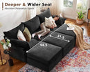 102.6" Luxury Modular Sleeper Sofa Bed 6 Seat Reversible Sectional Couch Deep Seat with Storage Chaises Removable Cover for Living Room, Apartment - Chenille Black by CozyNest Decor
