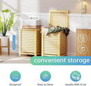 SMIBUY Double Laundry Hamper with Lid, 120L Bamboo Laundry Basket with Removable Liner Bag, 2-Section Clothes Divider Laundry Sorter for Laundry Room, Bathroom, Bedroom (Natural) by CozyNest Decor