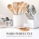 STYLED SETTINGS Wood Cooking Utensils Set with Stainless Steel Handles – 6-PC Durable Wooden Spoons for Cooking, Serving, & Mixing – Kitchen Utensils Set for Nonstick Cookware, Great for Gifting by CozyNest Decor